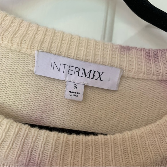 INTERMIX Ombre Wool Cashmere Shea Crewneck Tie-Dye Pink Purple Sweater, Size S - Picture 3 of 4
